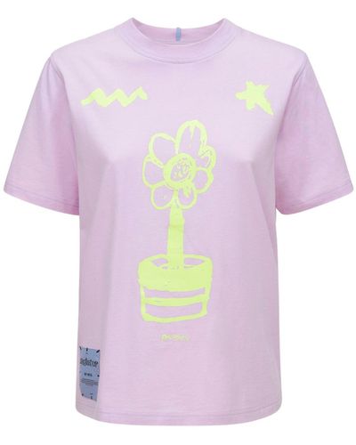 McQ Bedrucktes T-shirt Aus Baumwolljersey - Pink