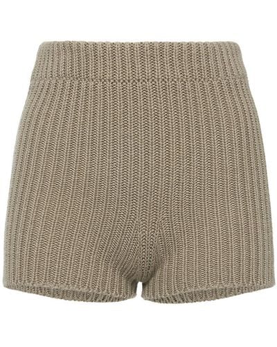 Max Mara Acceso1234 Cotton Rib Knit Shorts - Natural