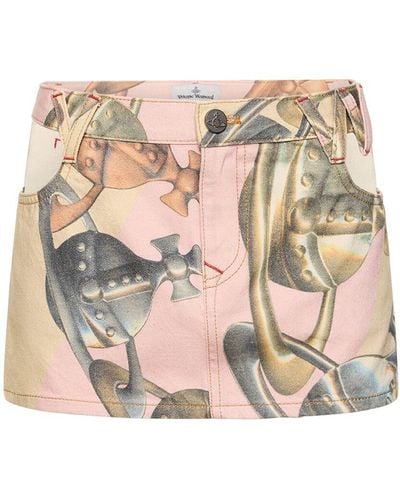 Vivienne Westwood Classic Printed Cotton Denim Mini Skirt - Natural