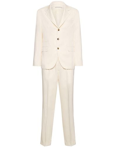 Brunello Cucinelli Silk Single Breasted Suit - Natural