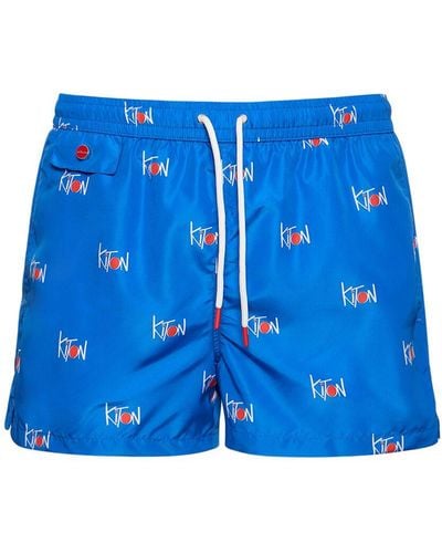 Kiton Shorts mare con logo - Blu