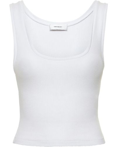 Wardrobe NYC Scoop Neck Stretch Cotton Tank Top - White