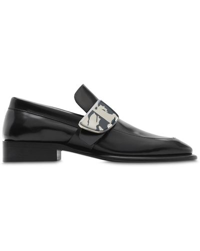 Burberry 10mm Hohe Loafer Aus Leder "schield" - Schwarz