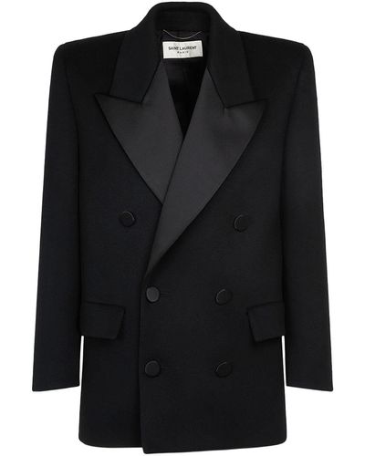 Saint Laurent Caban Wool Tuxedo Jacket - Black