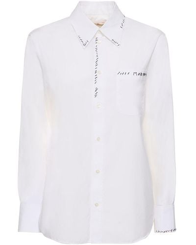 Marni Cotton Poplin Regular Shirt W/ Stitching - White