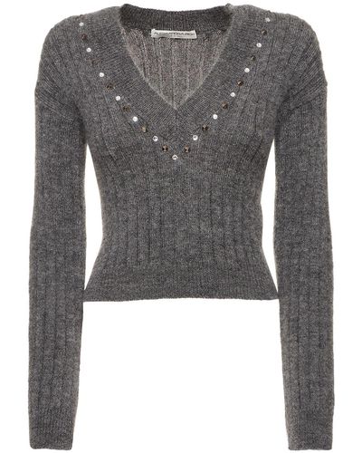Alessandra Rich Sweater Aus Mohairmischstrick - Grau