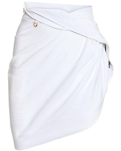 Jacquemus La Jupe Saudade Satin Mini Wrap Skirt - White