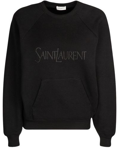 Saint Laurent Logo Cotton Sweatshirt - Black