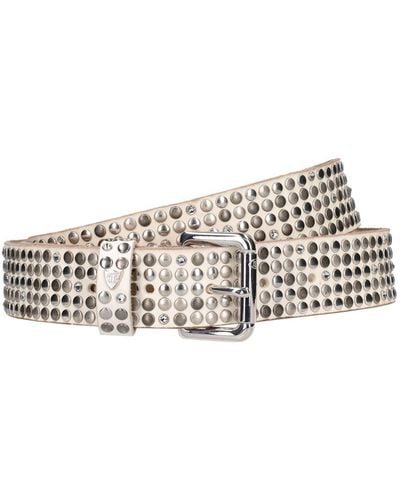 HTC 3.5cm 5.000 Studs Deluxe Leather Belt - White