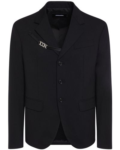 DSquared² Double breast stretch wool blazer - Negro