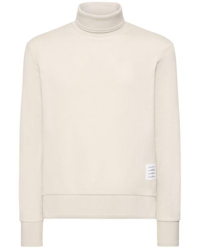 Thom Browne Cotton Knit Turtleneck Sweater - White