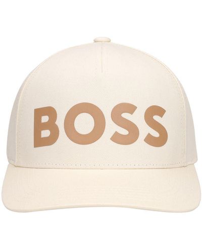 BOSS Sevile Logo Cotton Cap - Natural