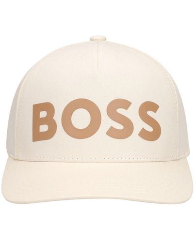 BOSS Sevile Logo Cotton Cap - Natural