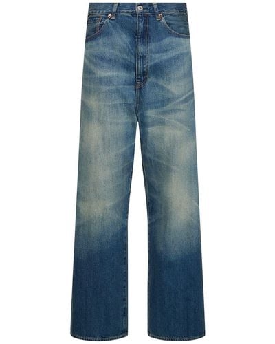 Junya Watanabe Jeans ampi in denim di cotone - Blu