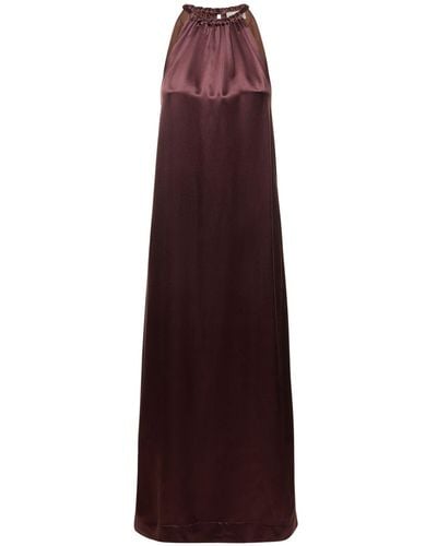 Loulou Studio Morene Silk Blend Halter Neck Long Dress - Purple