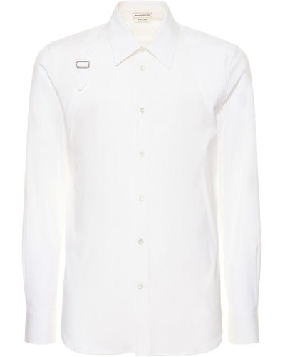 Alexander McQueen Harness Stretch Cotton Poplin Shirt - White