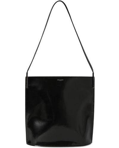 Saint Laurent Suzanne Brushed Leather Bucket Bag - Black