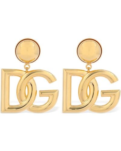 Dolce & Gabbana Boucles d'oreilles dorées à logo dg - Jaune