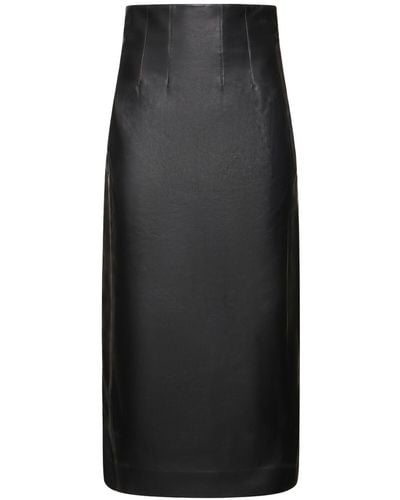 Chloé Jupe midi corset en cuir nappa - Noir