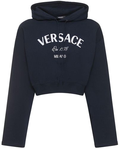 Versace Sweatshirt Aus Jersey Mit Logo - Blau