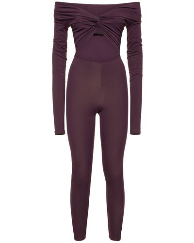 ANDAMANE Kendall Matte Lycra Cutout Jumpsuit - Purple