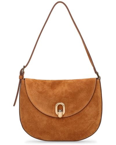 SAVETTE The Tondo Suede Leather Hobo Bag - Brown