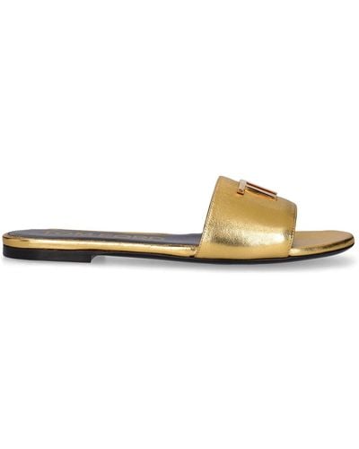 Tom Ford 5Mm Tf Laminated Leather Flats - Natural