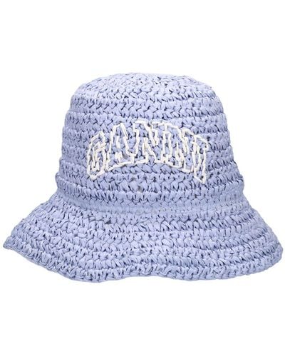 Ganni Summer Woven Bucket Hat - Blue