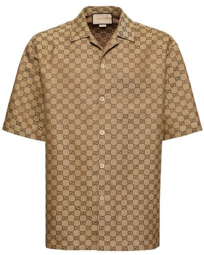 Gucci Summer Gg Supreme Linen Blend Shirt - Natural