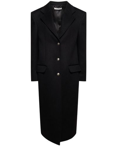 Alessandra Rich Oversized Wool Single Breasted Coat - Black