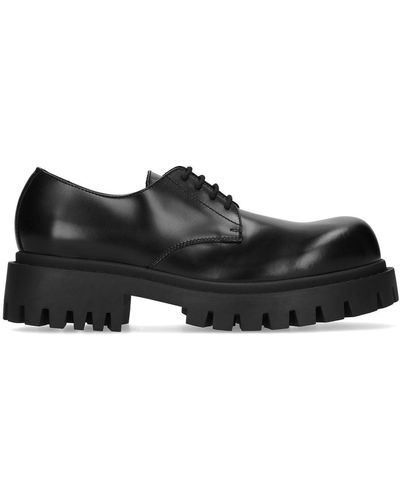 Balenciaga Sergent Leather Derby Lace-up Shoes - Black