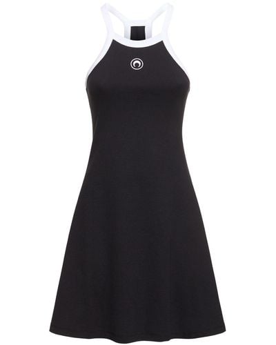 Marine Serre Ribbed Cotton Mini Dress - Black