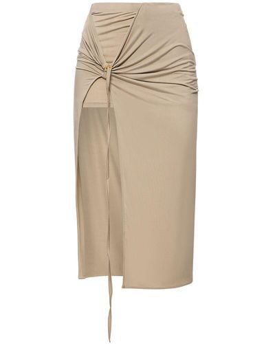 Jacquemus La Jupe Pareo Croissant Cupro Wrap Skirt - Natural