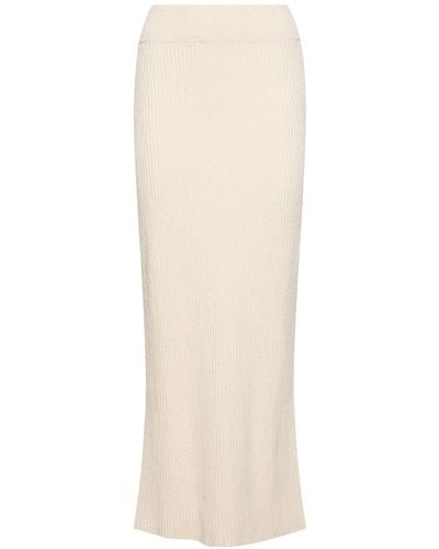 Totême Bouclé Knit Cotton Blend Long Skirt - White