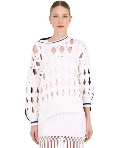 Sonia Rykiel Oversize Wool Blend Knit Sweater - White