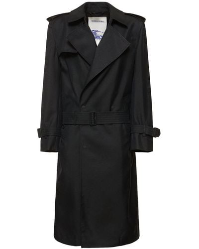 Burberry Belted Double Breast Gabardine Trench - Black