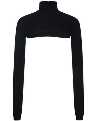 Dolce & Gabbana Tech Knit Cropped Turtleneck Bolero - Black