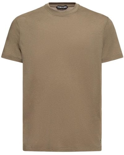 Tom Ford T-shirt en lyocell et coton - Marron