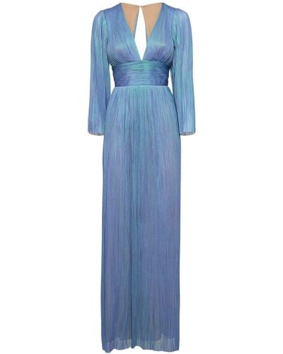 Maria Lucia Hohan Pandora Silk Tulle Long Dress - Blue