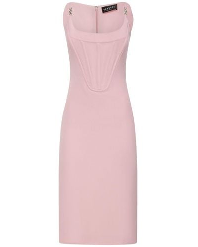 Versace Sleeveless Satin Bustier Mini Dress - Pink