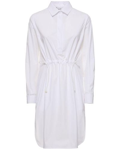 Max Mara Cotton Poplin Drawstring Shirt Dress - White