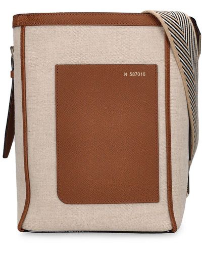 Valextra Small Bucket Canvas Tote Bag - Brown