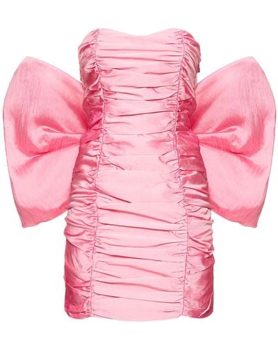 ROTATE BIRGER CHRISTENSEN Bow-embellished Ruched Minidress - Pink