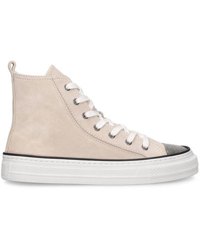 Brunello Cucinelli 20Mm Suede High Top Sneakers - Natural