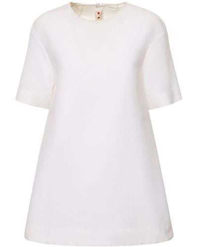 Marni Cotton Cady Short Sleeve Mini Dress - White