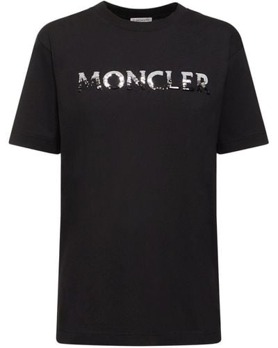 Moncler Logo Cotton Jersey T-Shirt - Black
