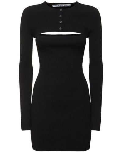 Alexander Wang Viscose Mini Dress & Cardigan Top - Black