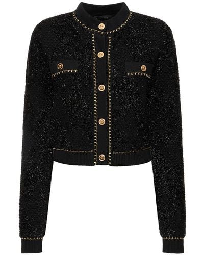 Versace Cardigan in maglia e tweed di lurex - Nero