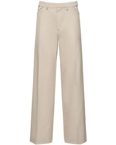 Dion Lee Wool Interlock Mid Rise Wide Trousers - Natural