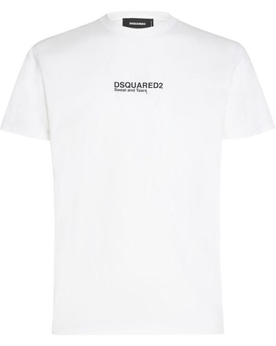 DSquared² T-shirt en jersey de coton imprimé logo - Blanc